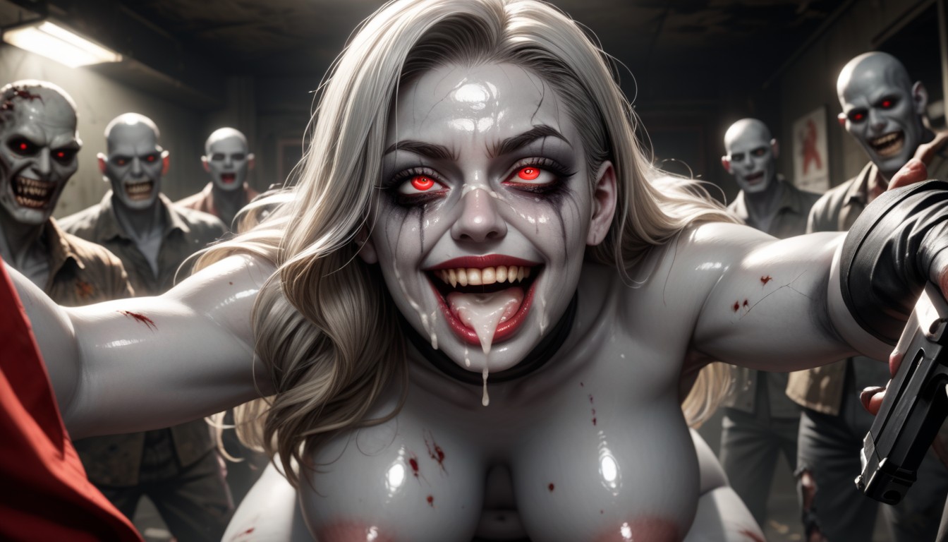 Big Nipples, Gray Skin Zombie, Slicked AI Porn
