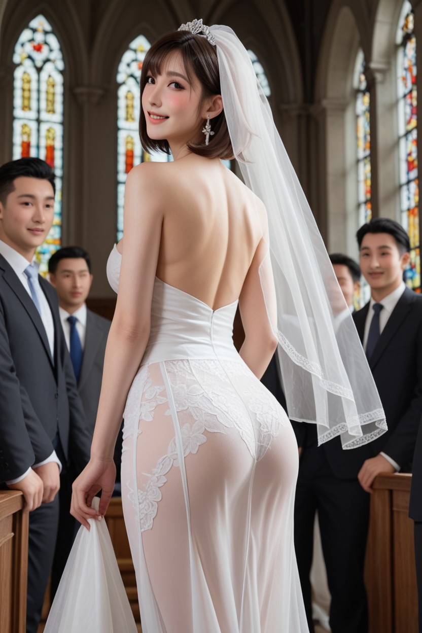 Strapless, Vêtements Mouillés, White Thongs Porno IA Asiatique