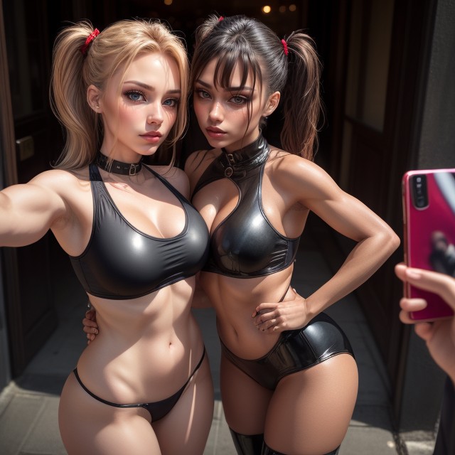 Fit, Black Hair, Latex Crop Top AI Porn