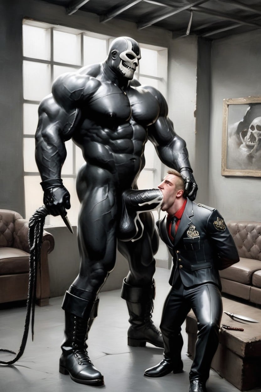 Gloves, Living Room, Menacing Mask AI Gay Porn
