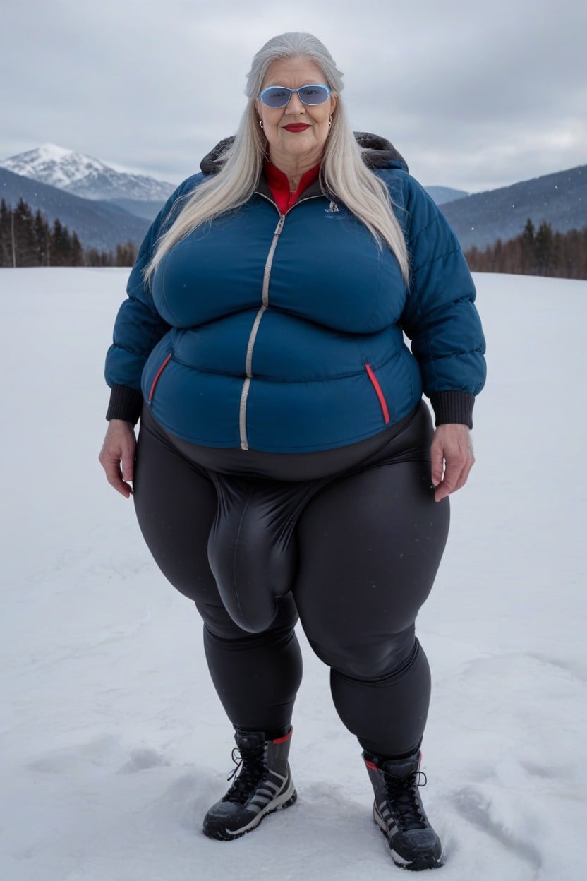 Extreme Cellulite Hairy Feet Like A Hobbit, Snowing, Skiing Boots AI Porn