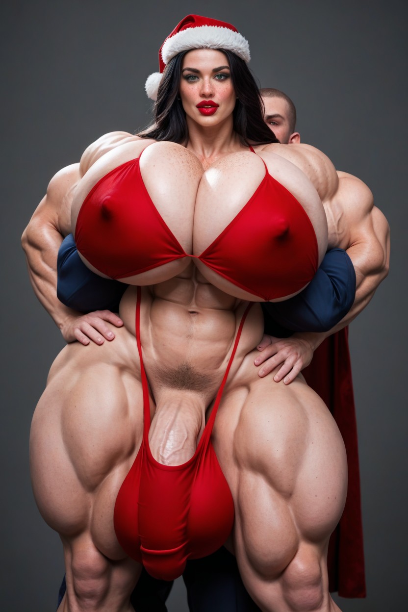 Muscular Futanari, Freckles On Tits, Green Eyes Porno IA transsexuelle