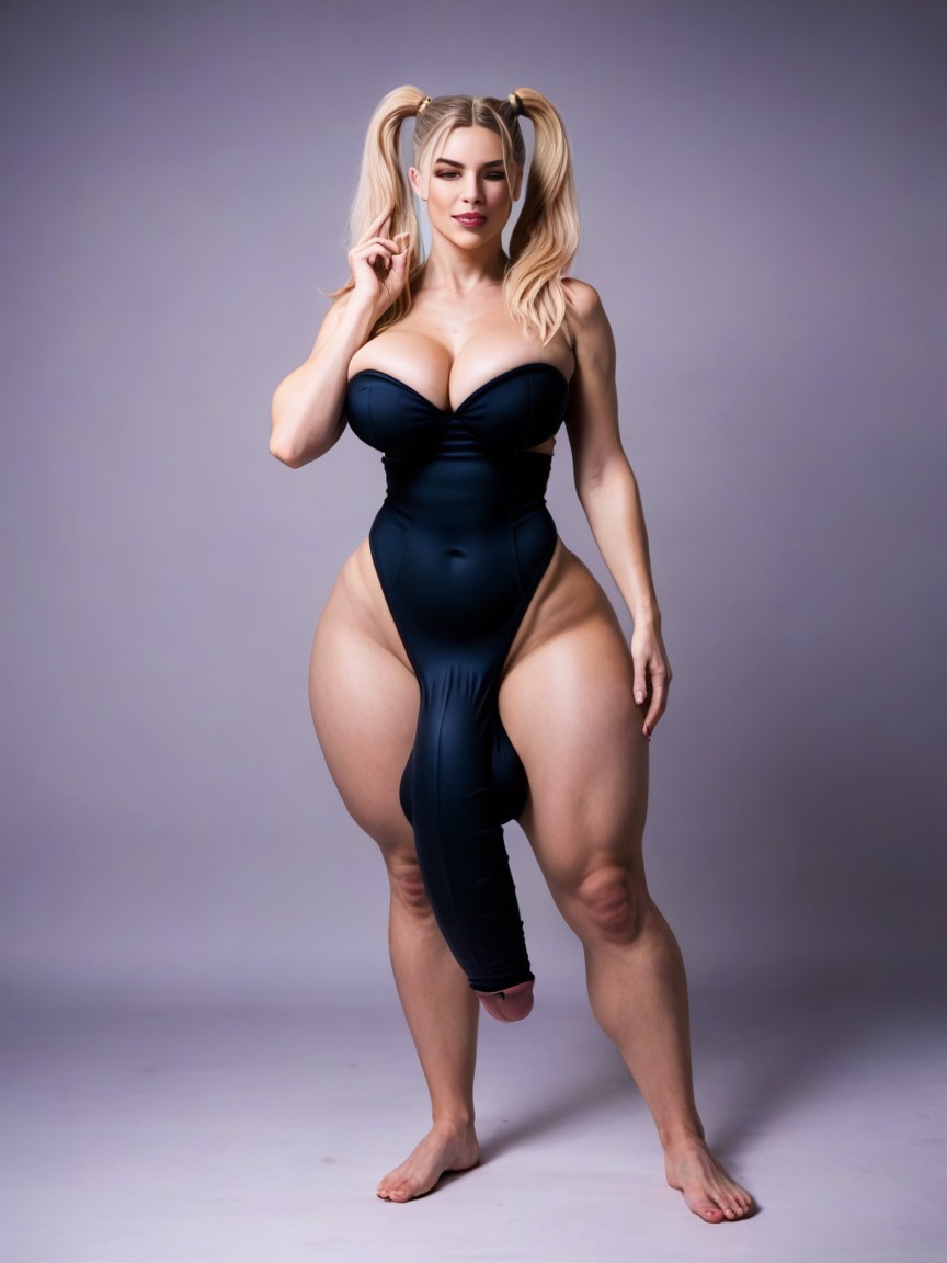 Feminine Face, Big Ass, Male Chest Shemale AI Porn