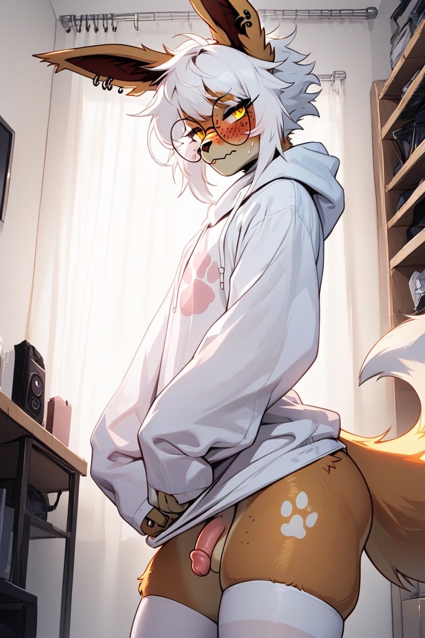 Tail, Blushing, Freckles Furry AI Porn