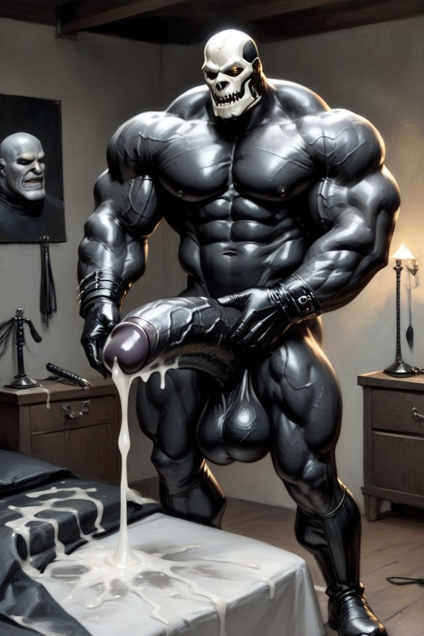 Monster Black Penis, Steel Teeth, Menacing Mask AI Gay Porn