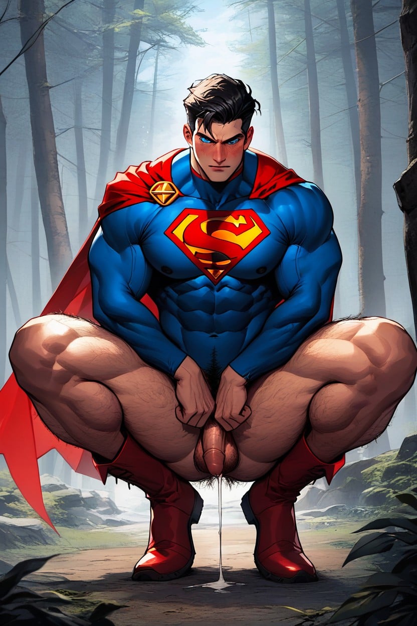 Hairy Testicles Exposed, Squatting, A Inch Acorn Shaped Penis AI Gay Porn