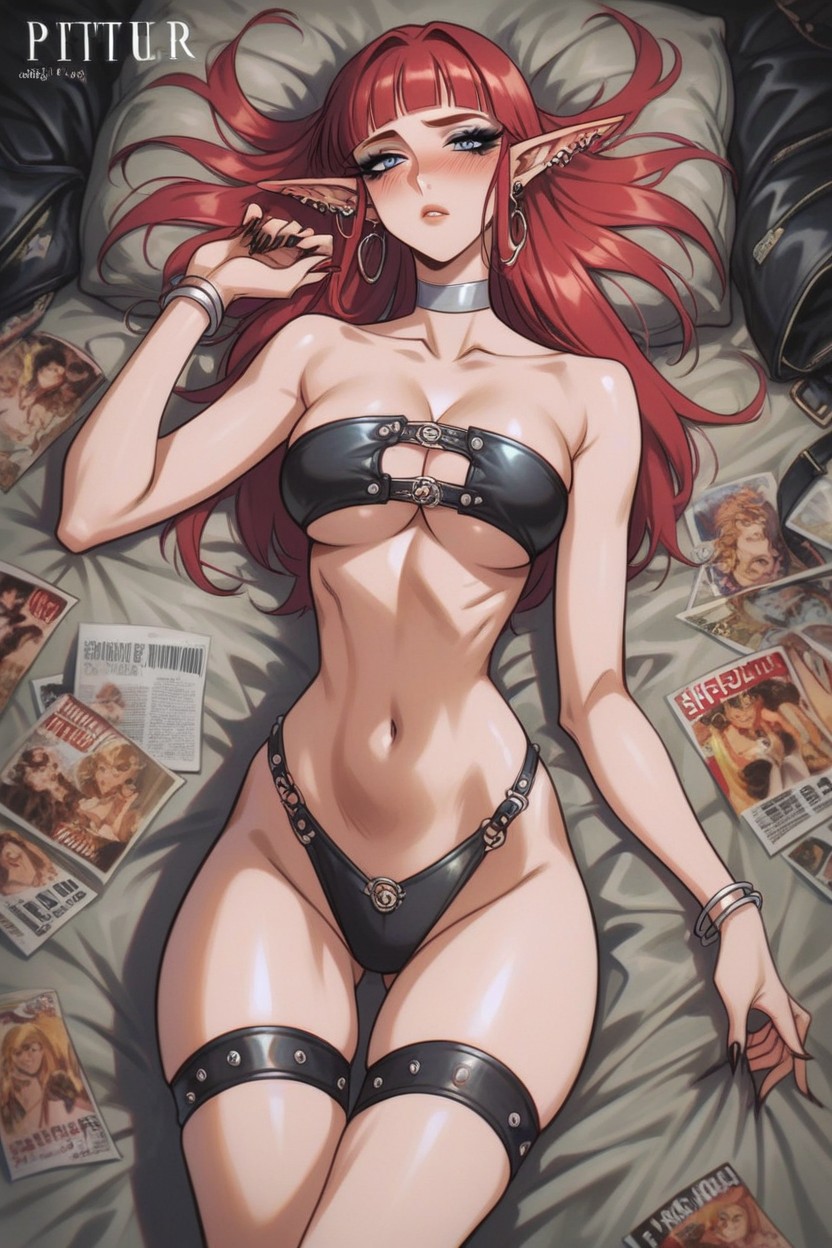 Long Cherry Red Hair, Magazine Cover, Scrawny Chest Hentai AI Porn