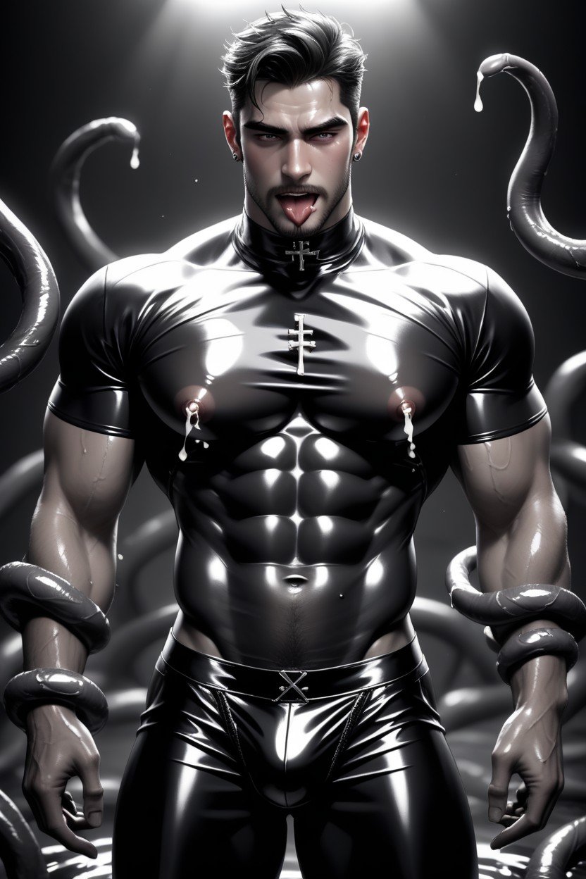 Muscle Body, Shapes In The Background, Baubles Floating AI Gay Porn