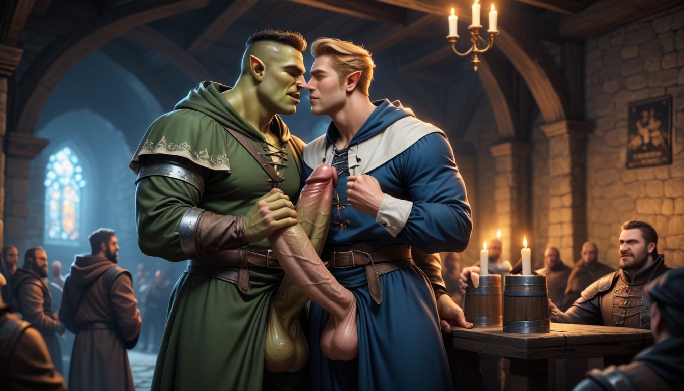 Hyper Thick Erect Cock, Front View, Elf AI Gay Porn