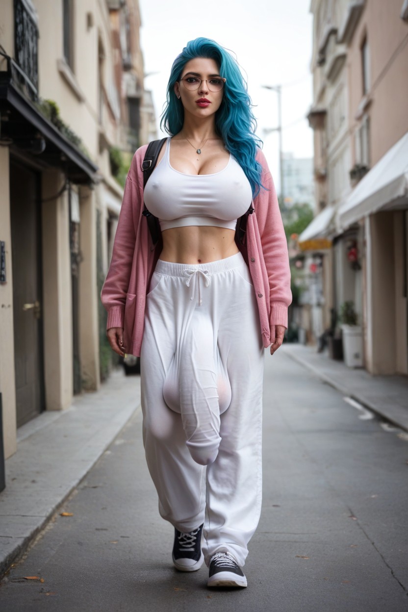 White Sweatpants, 18+, Messy Hair Shemale AI Porn