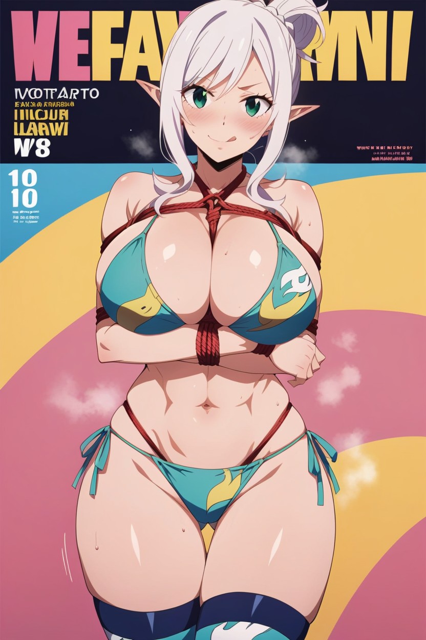 Print Thighhighs, Sweat, Beautiful Woman Hentai AI Porn
