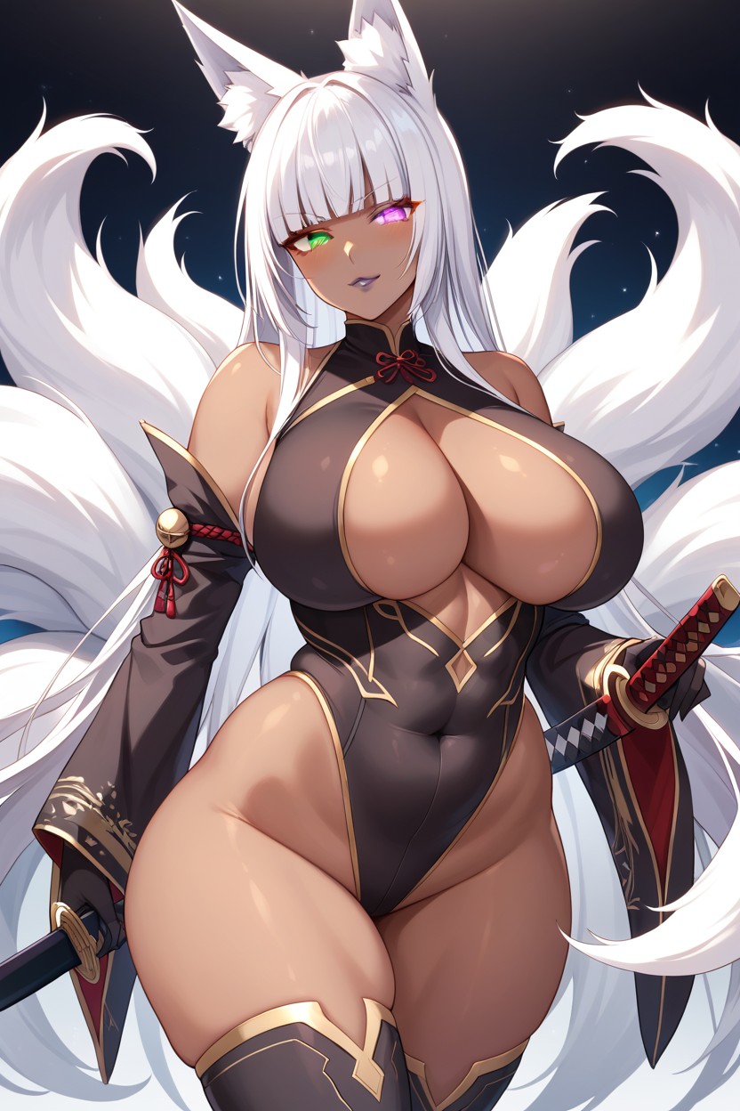 Holding Weapon, Skindentation, Glowing Eyes Hentai AI Porn