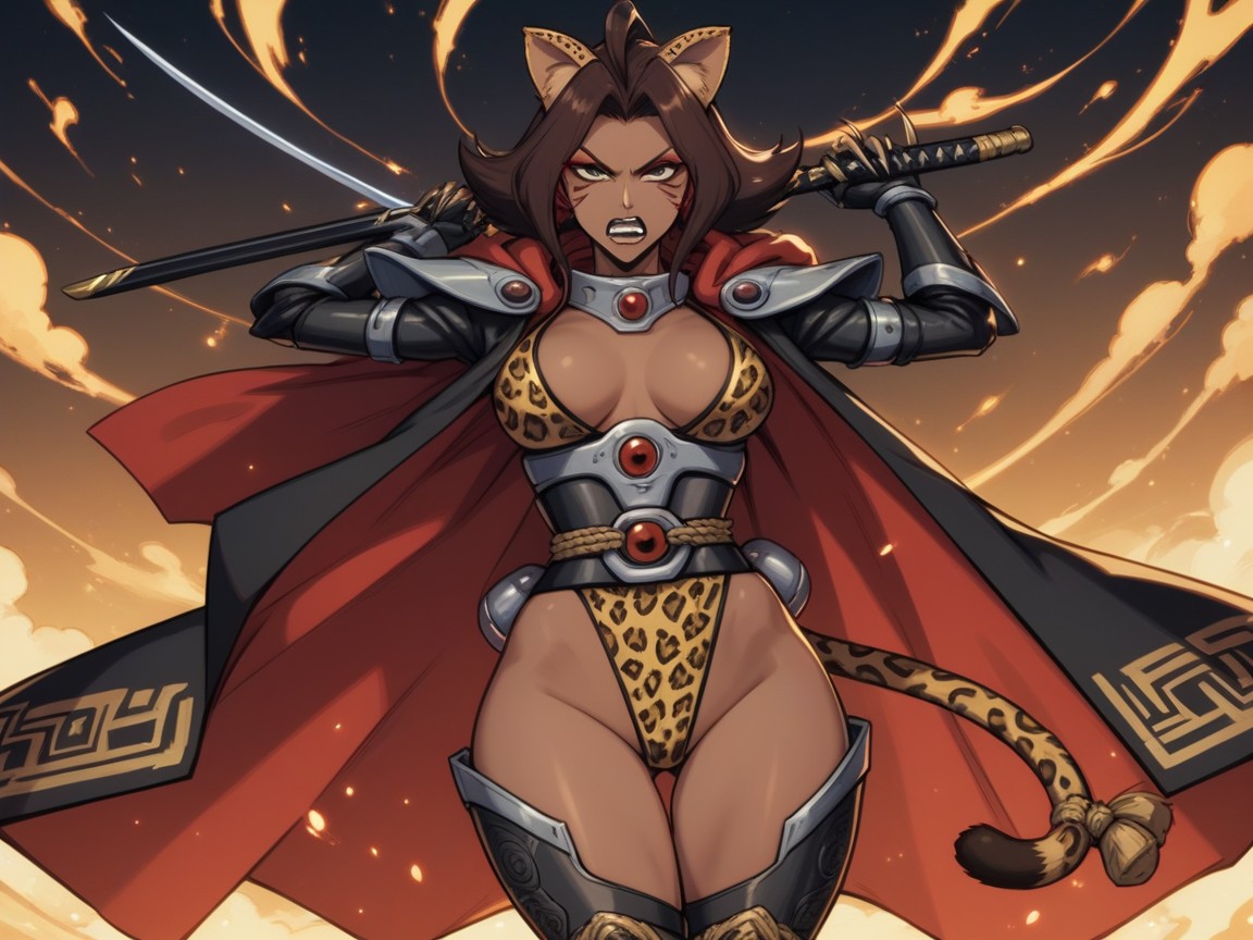 Hips Wider Than Shoulders, Leopard Samurai Armor, Latina AI Porn