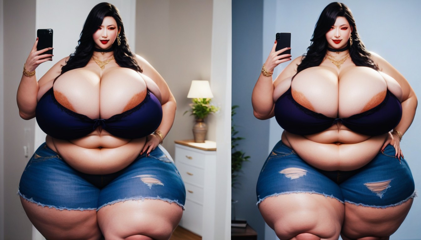 Multiple Views, She Has Extremely Gargantuan Fat Expanding Extremely Enlarged Breasts, Breast Expansion Hentai AI Porn