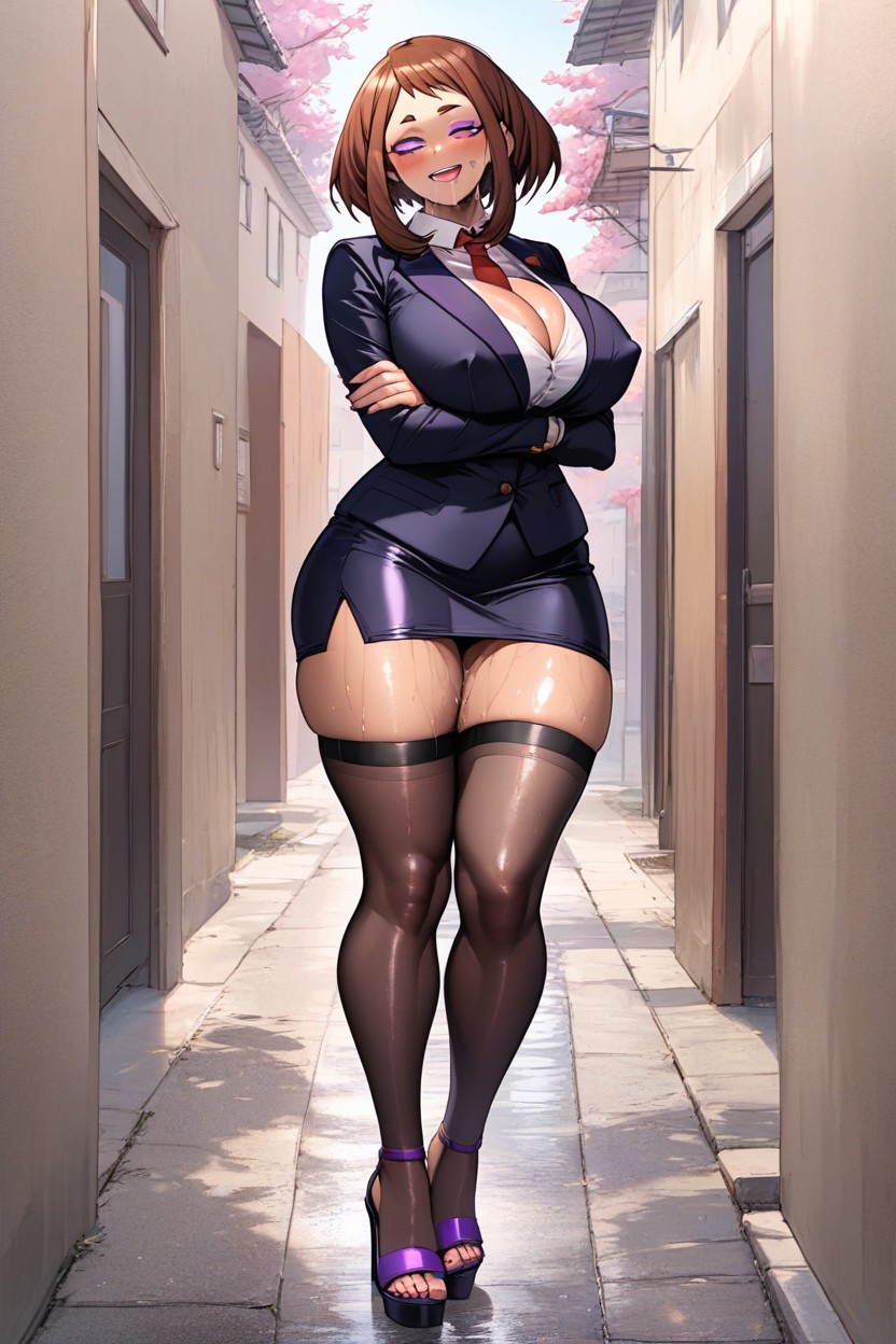 Purple Eyeshadow, Tight Black Skirt, Possession Hentai AI Porn