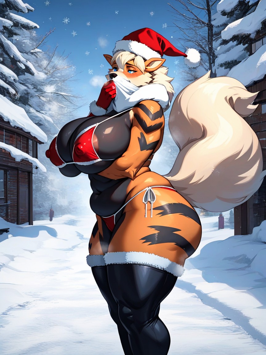 Shining Snow, German Town, Frosty Atmosphere Furry AI Porn