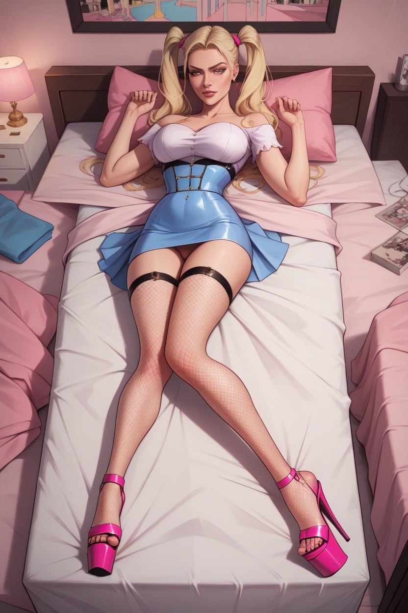 Pink Lamp, Thigh High Heels, Long Legs AI Porn
