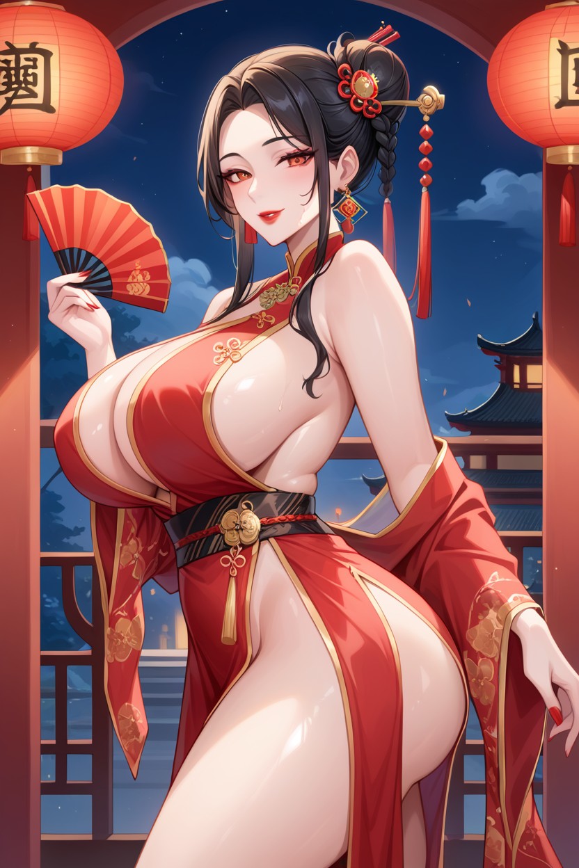 Big Red Lips, Large Ass, Chinese Hairpin AI Porn