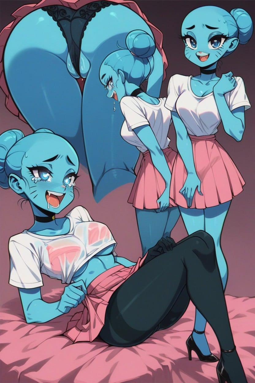Happy Crying, Neon, Cumshot On Body Hentai AI Porn
