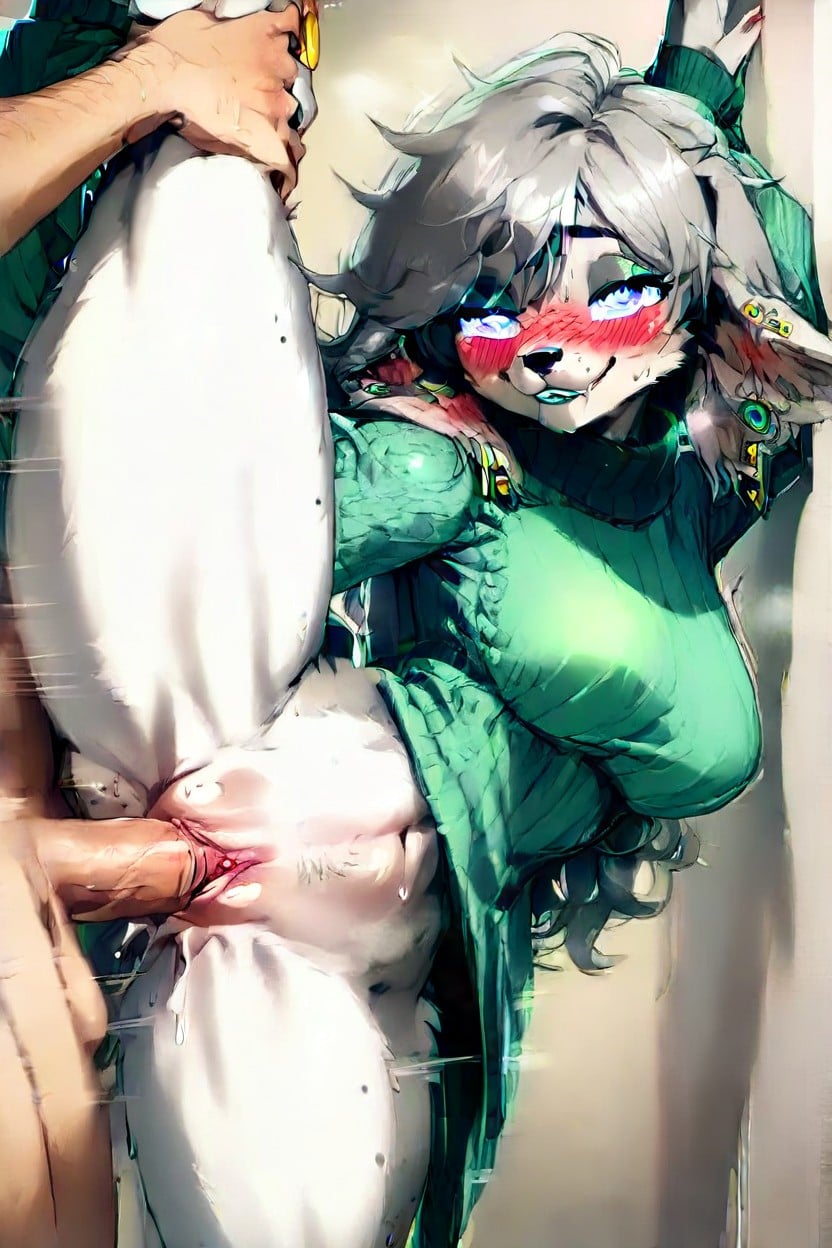 Natural Breast, Wide Hips, Glistening Furry AI Porn