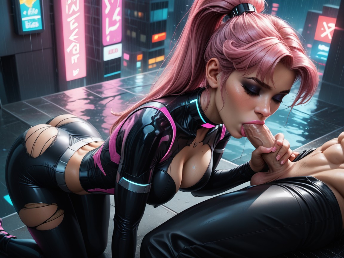 Starfire, Cyberpunk City, Fit AI Porn