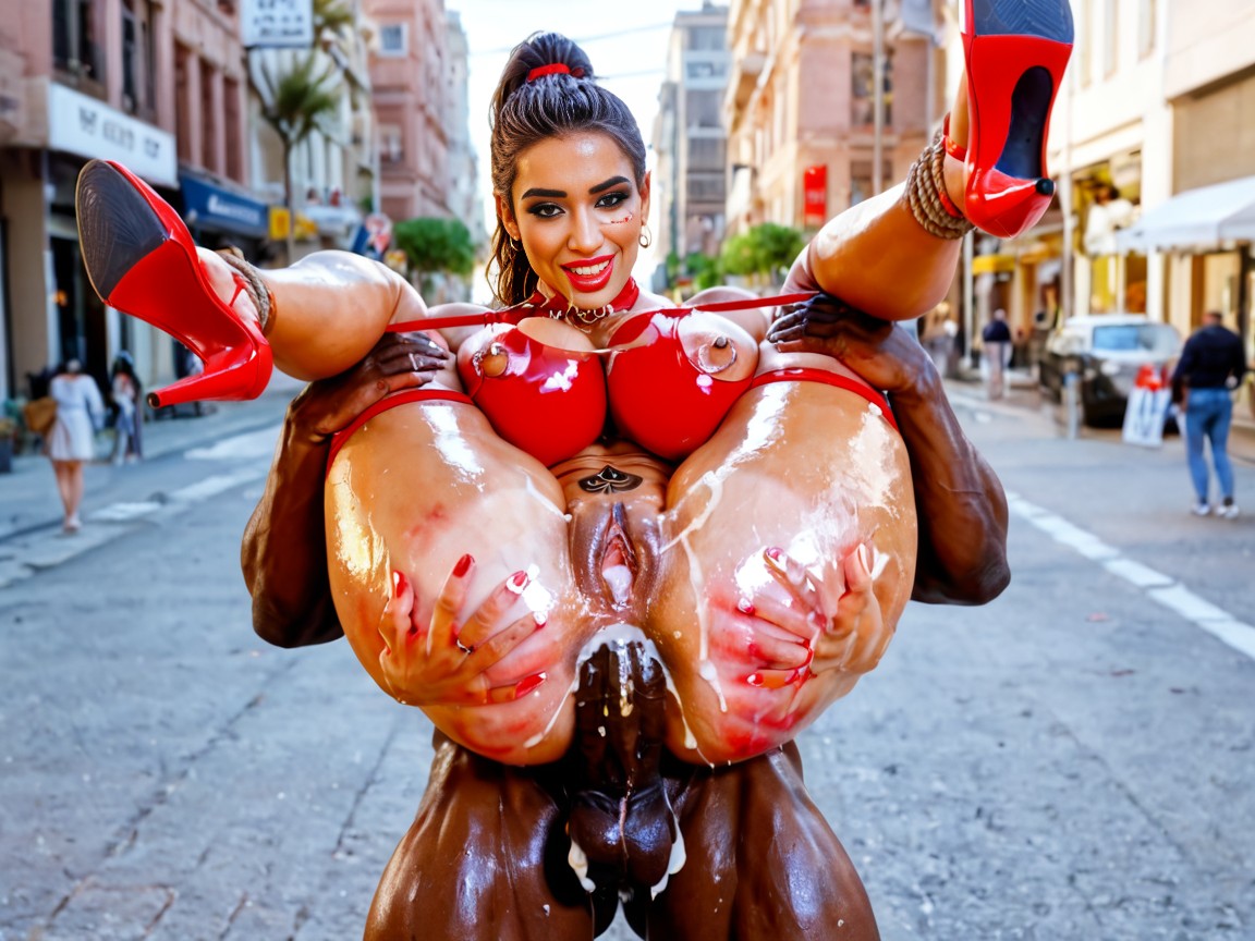 Ahegao, Nipple Piercing, Fucked By African Man AI Porn