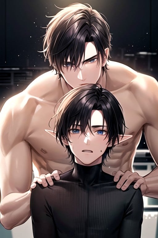 Guys Hugging, Elf Ears, Yaoi AI Gay Porn