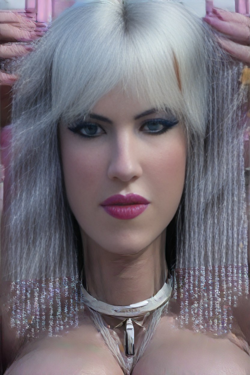 Black Hair And White Hair Streak, Two Color Black Hair And White Hair Streak, Bimbo AI Porn