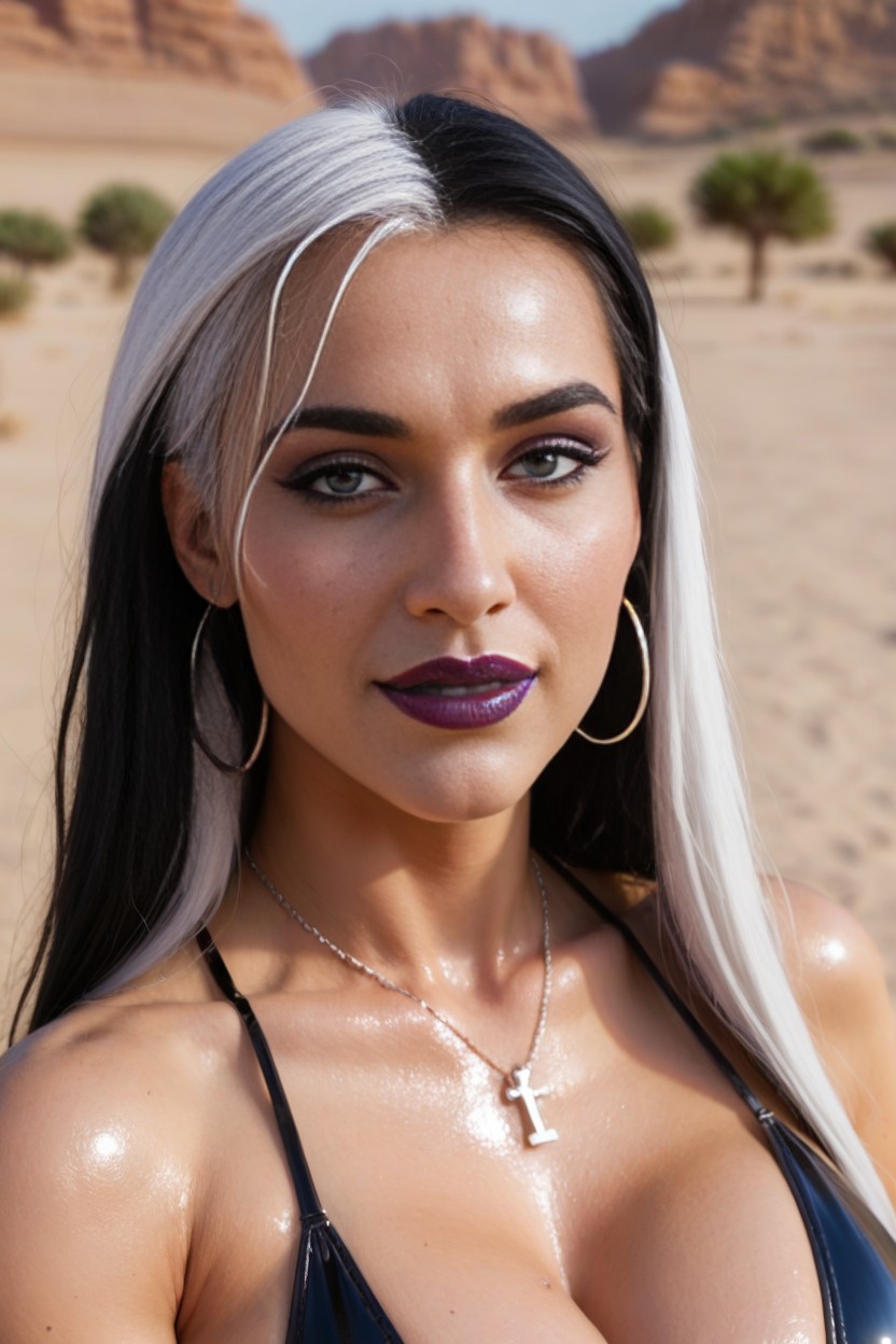 Black Pubic Hair, Outdoors, White Hair Streak And Black Hair AI Porn