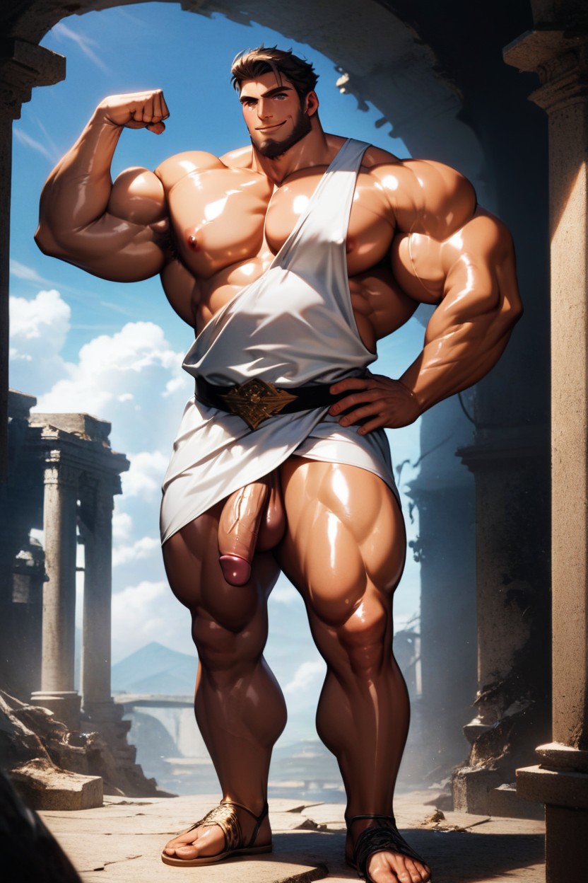 Virile, Huge Pecs, Oiled Skin AI Gay Porn