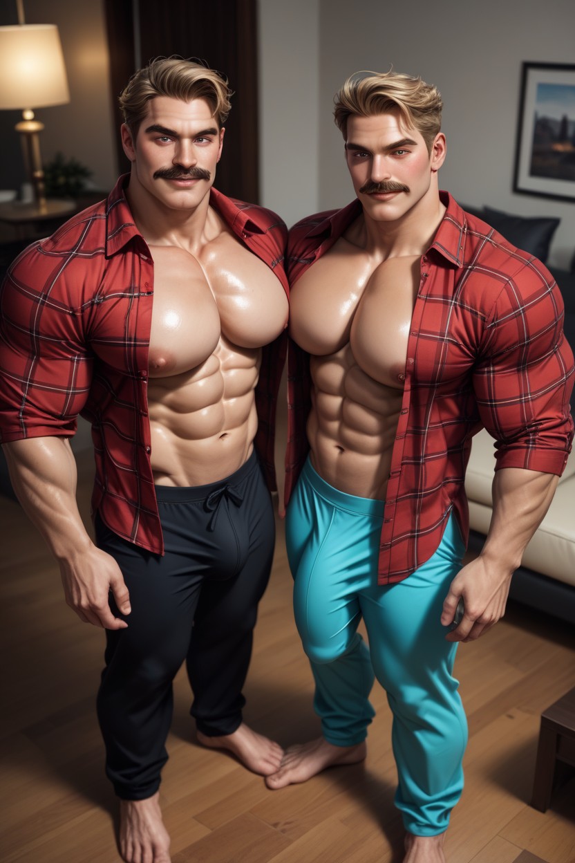 Oiled Skin, Tall, Happy AI Gay Porn