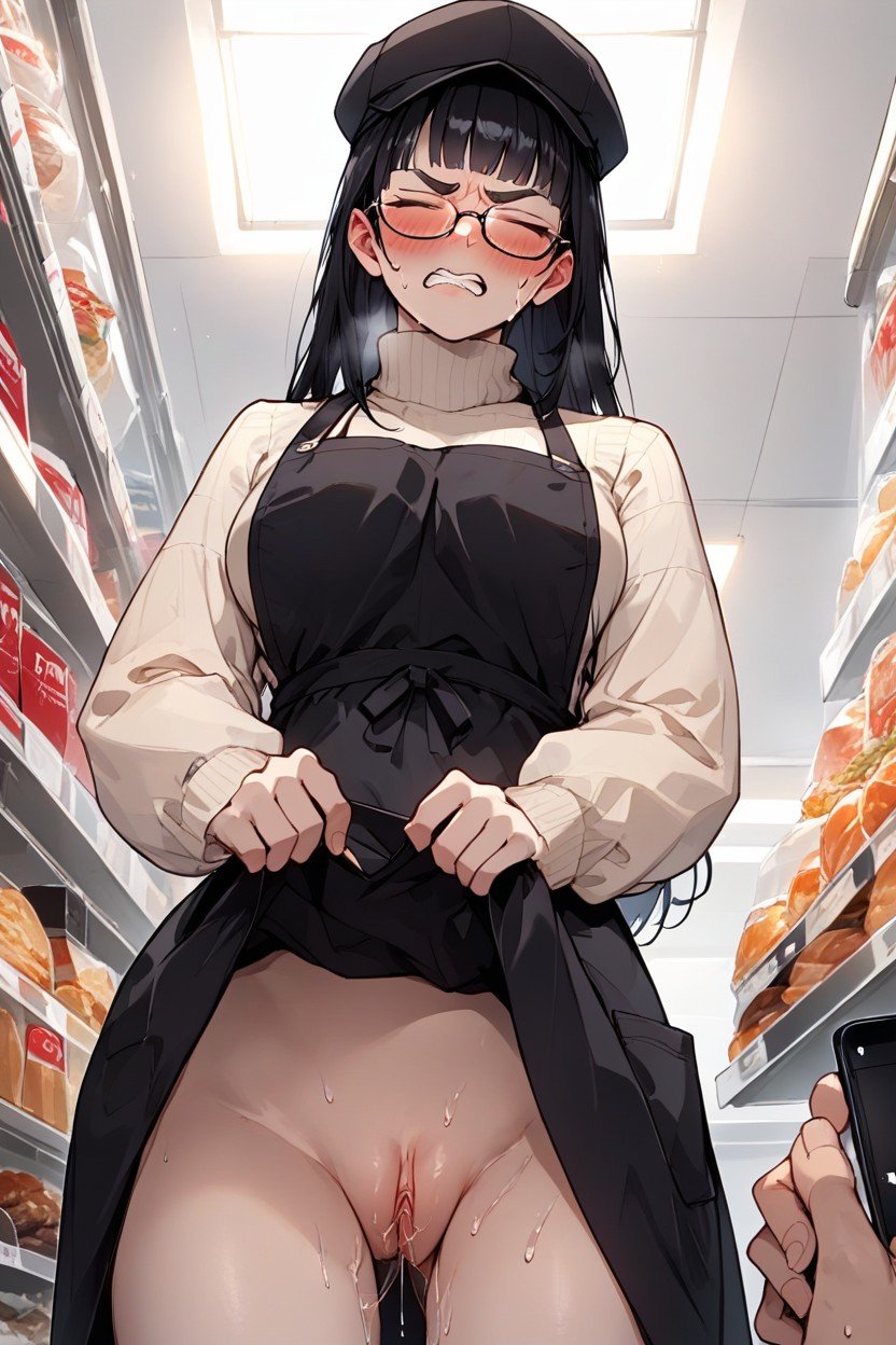 Embarrassed , Clenched Teeth, Black Hat Asian AI Porn