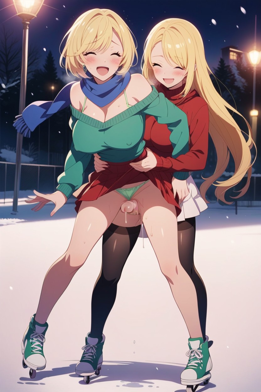 Scarf, Penis Inside Her Fucking Her, Ice Skating Rink Hentai AI Porn
