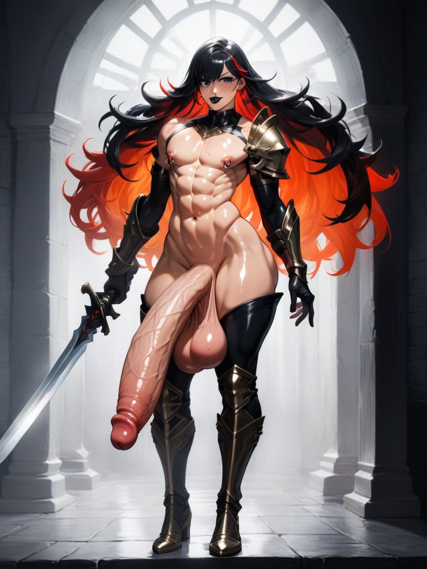 Model, Red Hair, Armor Gloves AI Gay Porn