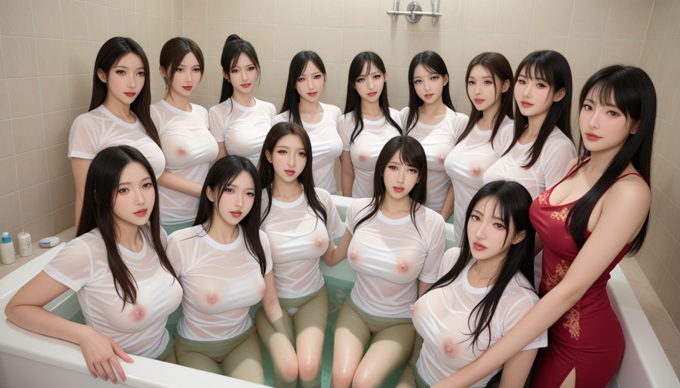 Harem, Cumshoot, Wet Of Cum Porno IA Asiatique