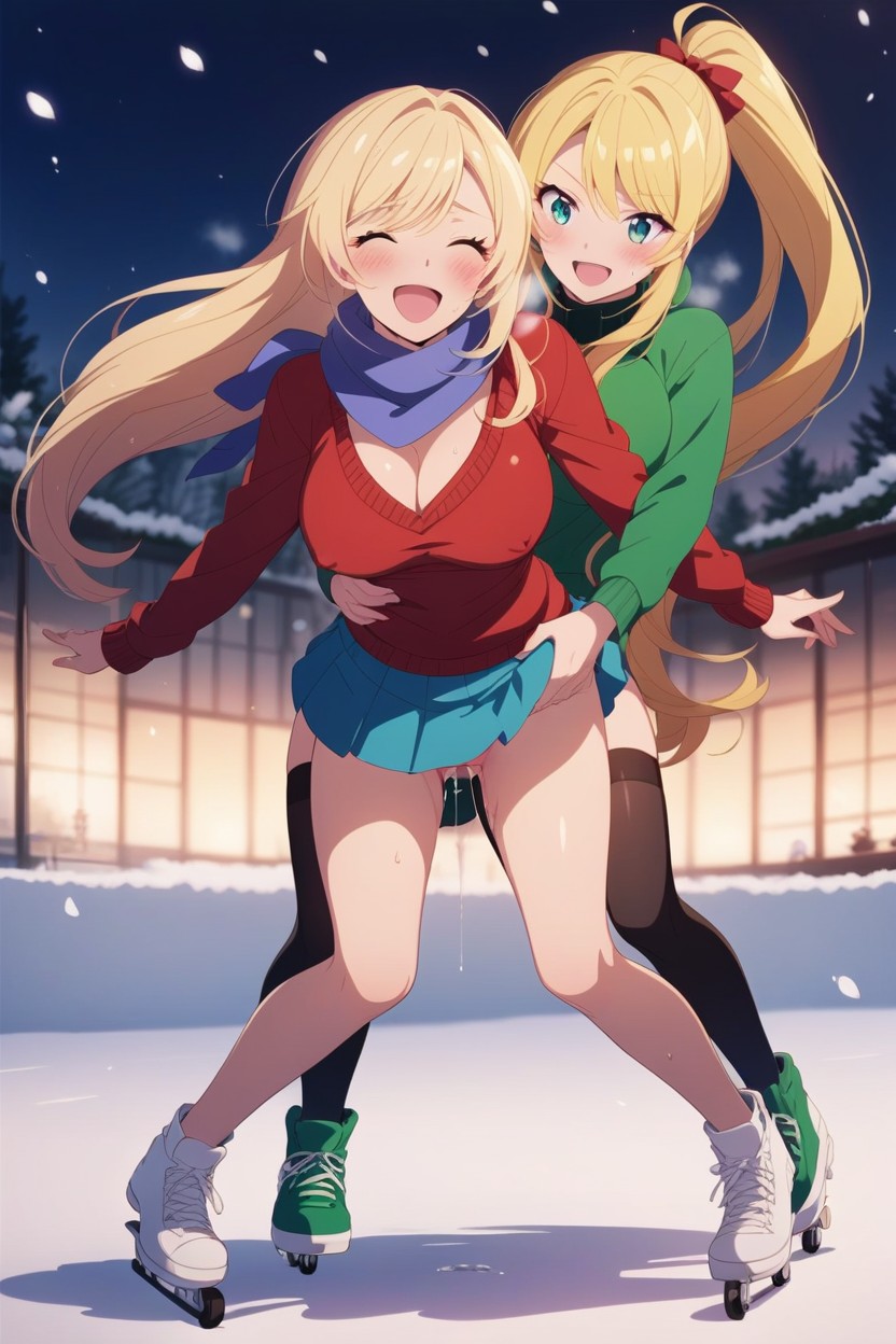 Shemale, Ice Skating Rink, Dripping Pussy Hentai AI Porn