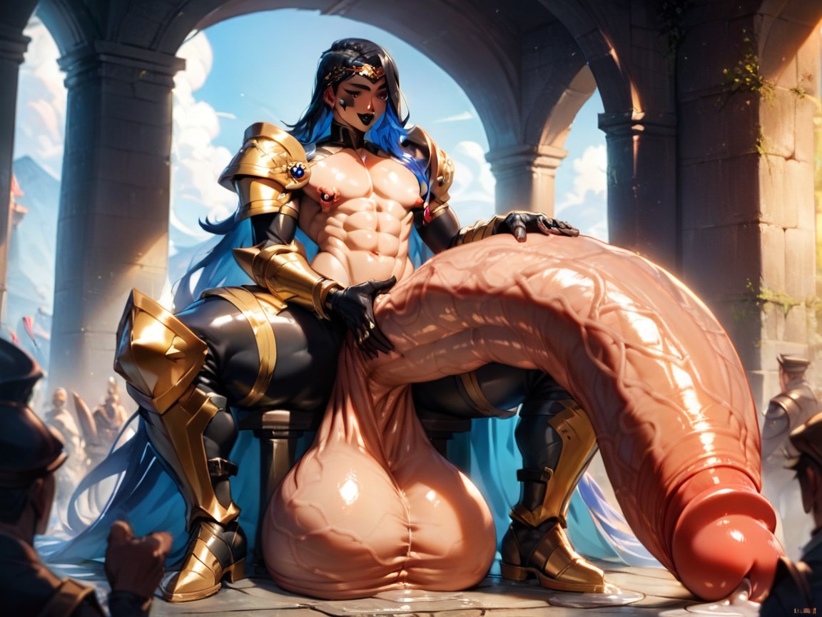 Huge Sagging Balls, Long Hair, Tan Skin AI Gay Porn