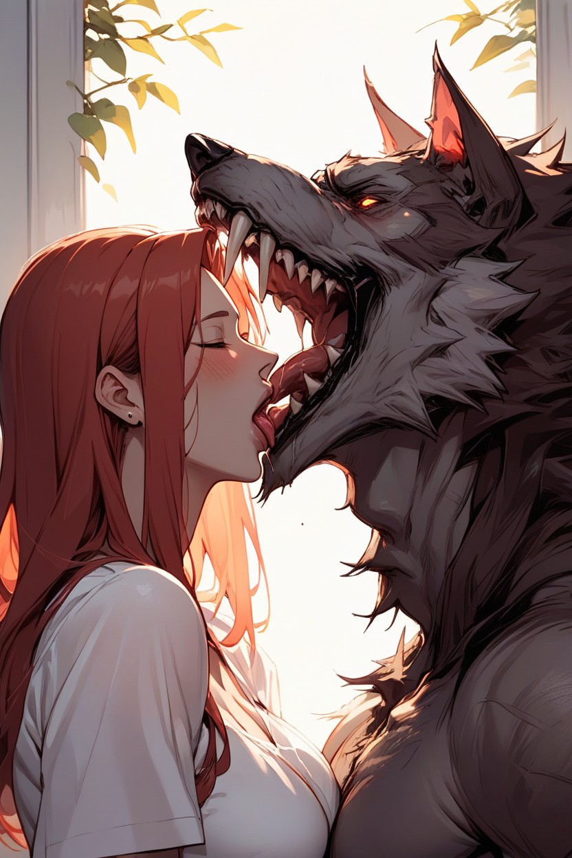 Sakura Haruno, Kiss With Tongue, Werewolf Furry AI Porn