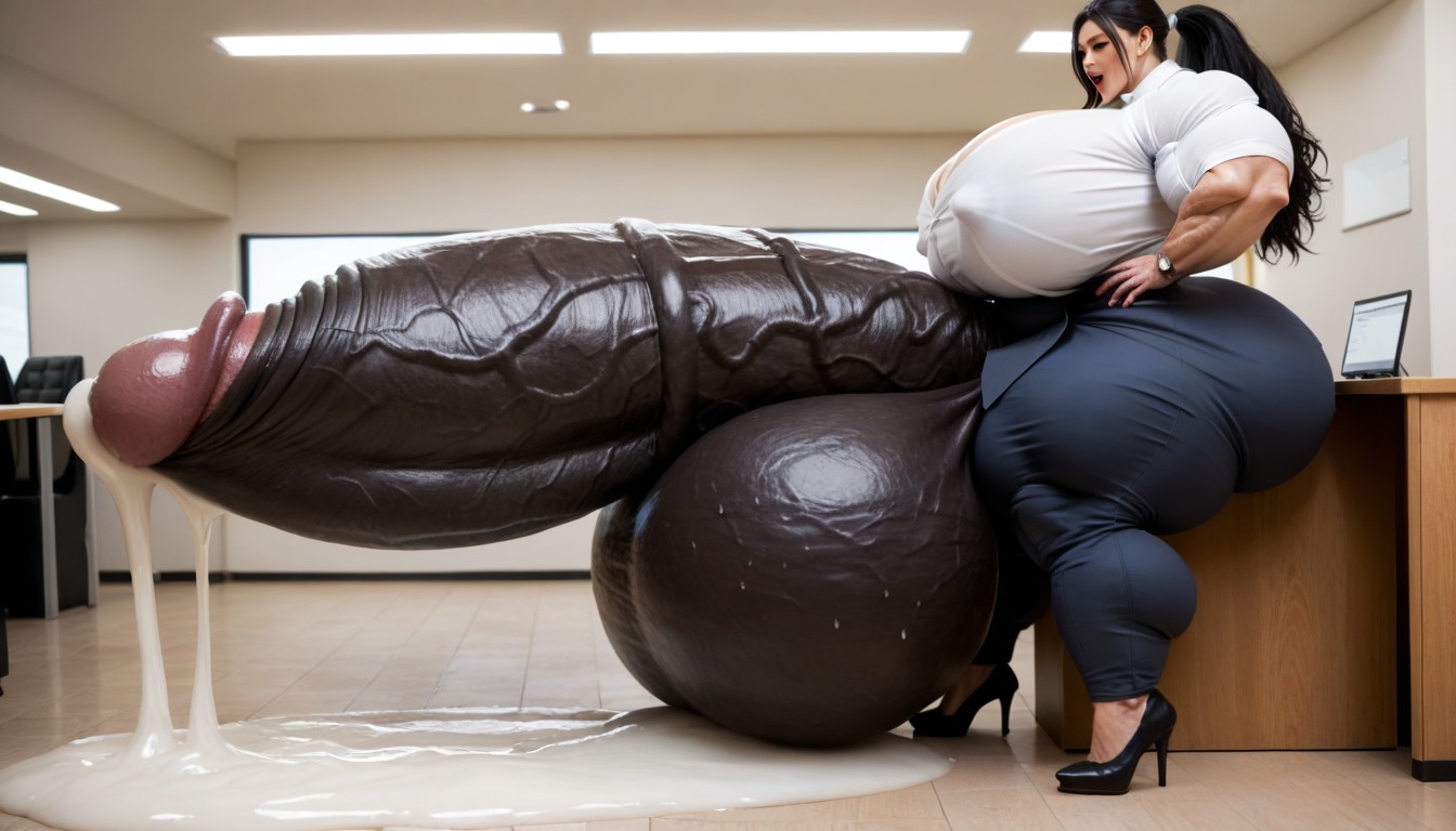 Penis Bigger Than Body, Hyper Gigantic Massive Black Penis, Hyper Gigantic Massive Muscles Korean Shemale AI Porn