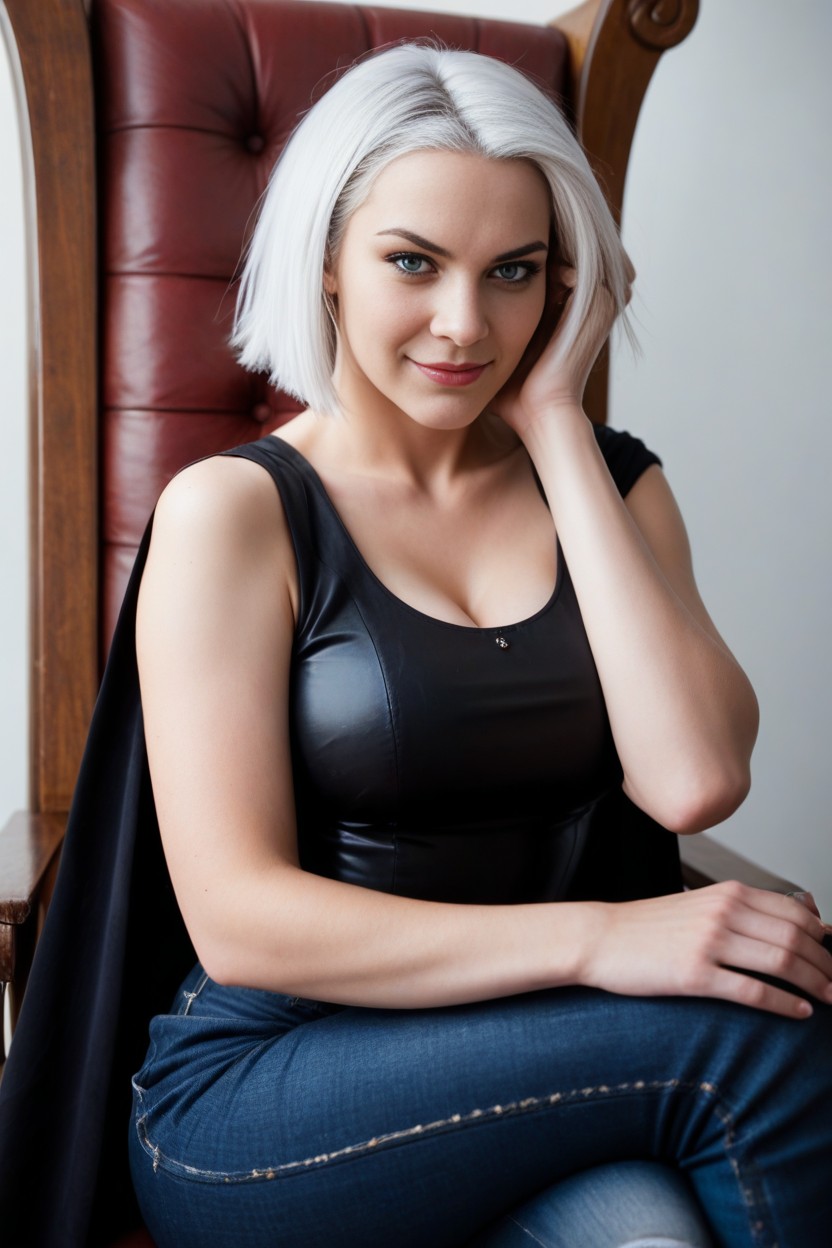 Ultra, Ultra White Hair Streak In Black Hair, Disgusted AI Porn
