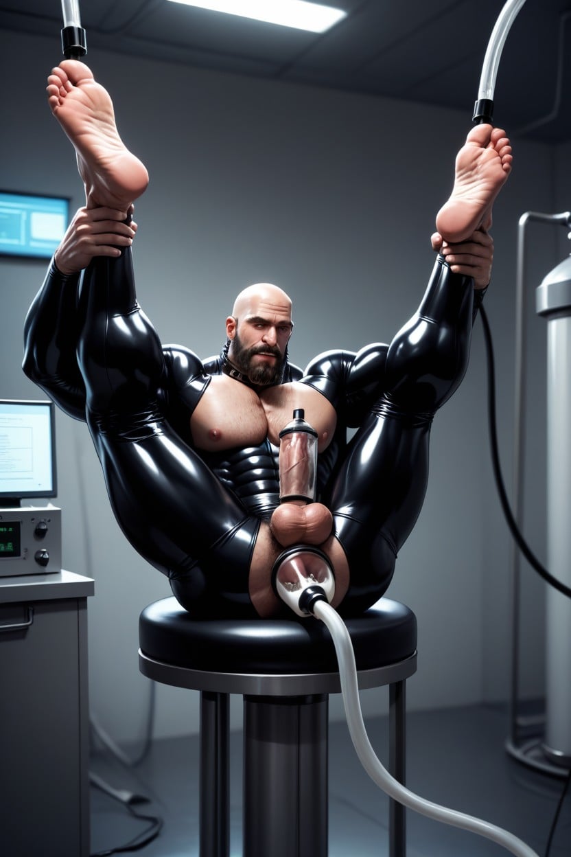 Musled Body, Bald Head, White Man AI Gay Porn