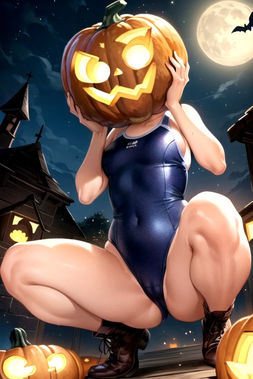 Camel Toe, Pumpkin Head Man, Halloween Hentai AI Porn