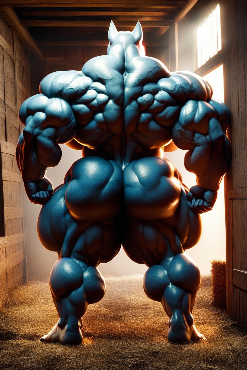 Vvvextreme Muscular, Muscular Hump, Extreme Back Muscles Furry AI Porn