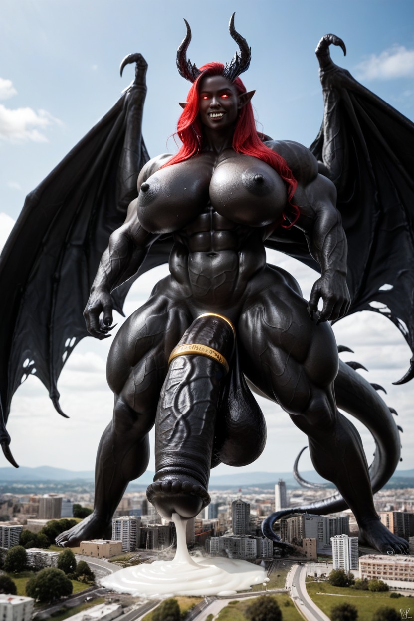 Dragon Woman, Exaggerated Massive Equincock, Jewels Shemale AI Porn