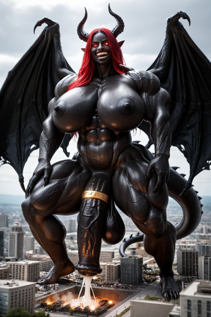 Black Equincock Is Too Big, Destruction, Red Glowing Eyes Shemale AI Porn