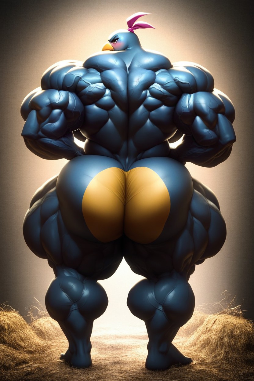 Extreme Muscular, Close Up Mega Muscular Back Back View, Extreme Muscular Furry AI Porn
