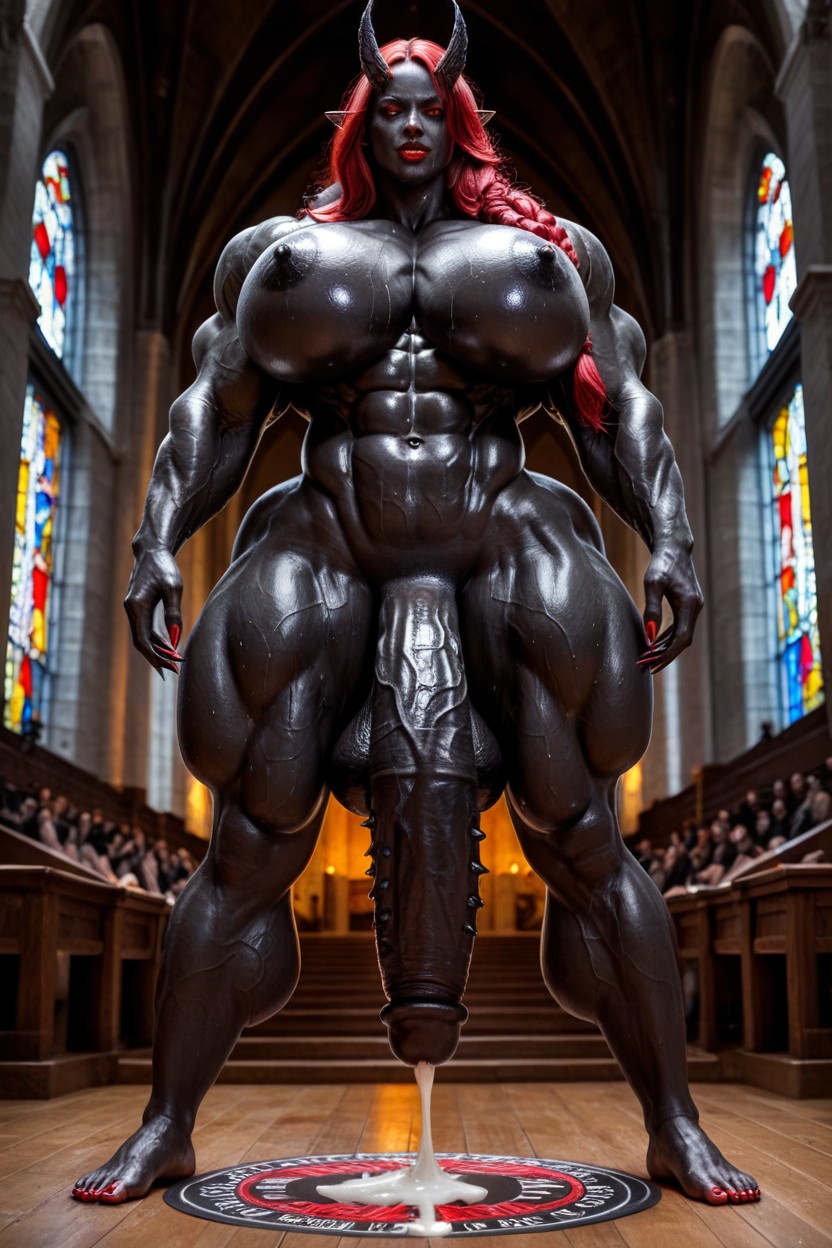 Church, Muscular Veins, Black Cock Swollen To The Floor Shemale AI Porn