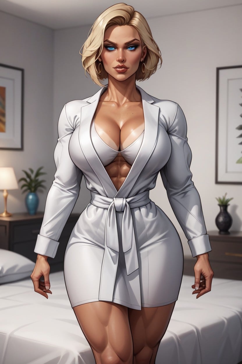 Fitness Model, Perfect Strong Jawline, Tan Skin AI Porn