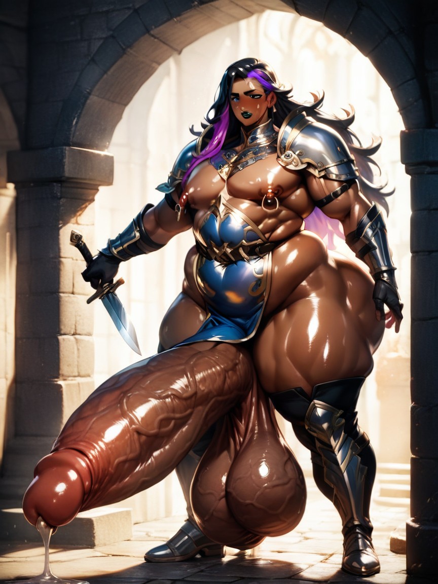 Thick Thighs, Extremely Wide Hips, Brown Skin AI Gay Porn