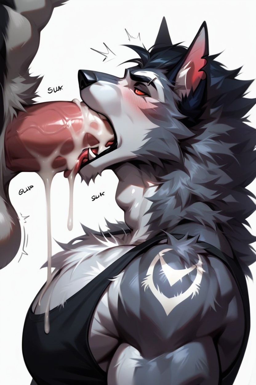 Excessive Cum, Bounce Lines, Huge Pecs Furry AI Porn